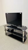 A PANASONIC VIERA 32 INCH TELEVISION PLUS PANASONIC BLU-RAY DVD PLAYER AND STAND (WITH REMOTES) -