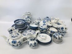 COLLECTION OF BLUE AND WHITE CHINA AND CERAMICS TO INCLUDE WILLOW PATTERN, JOHNSON BROS.