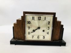 A WHYTOCK DUNDEE MANTEL CLOCK ALONG WITH KEY.