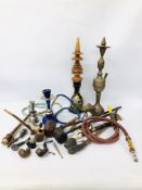 COLLECTION OF ASSORTED SMOKING PARAPHERNALIA TO INCLUDE HUBBLY BUBBLY PIPES, ETC.