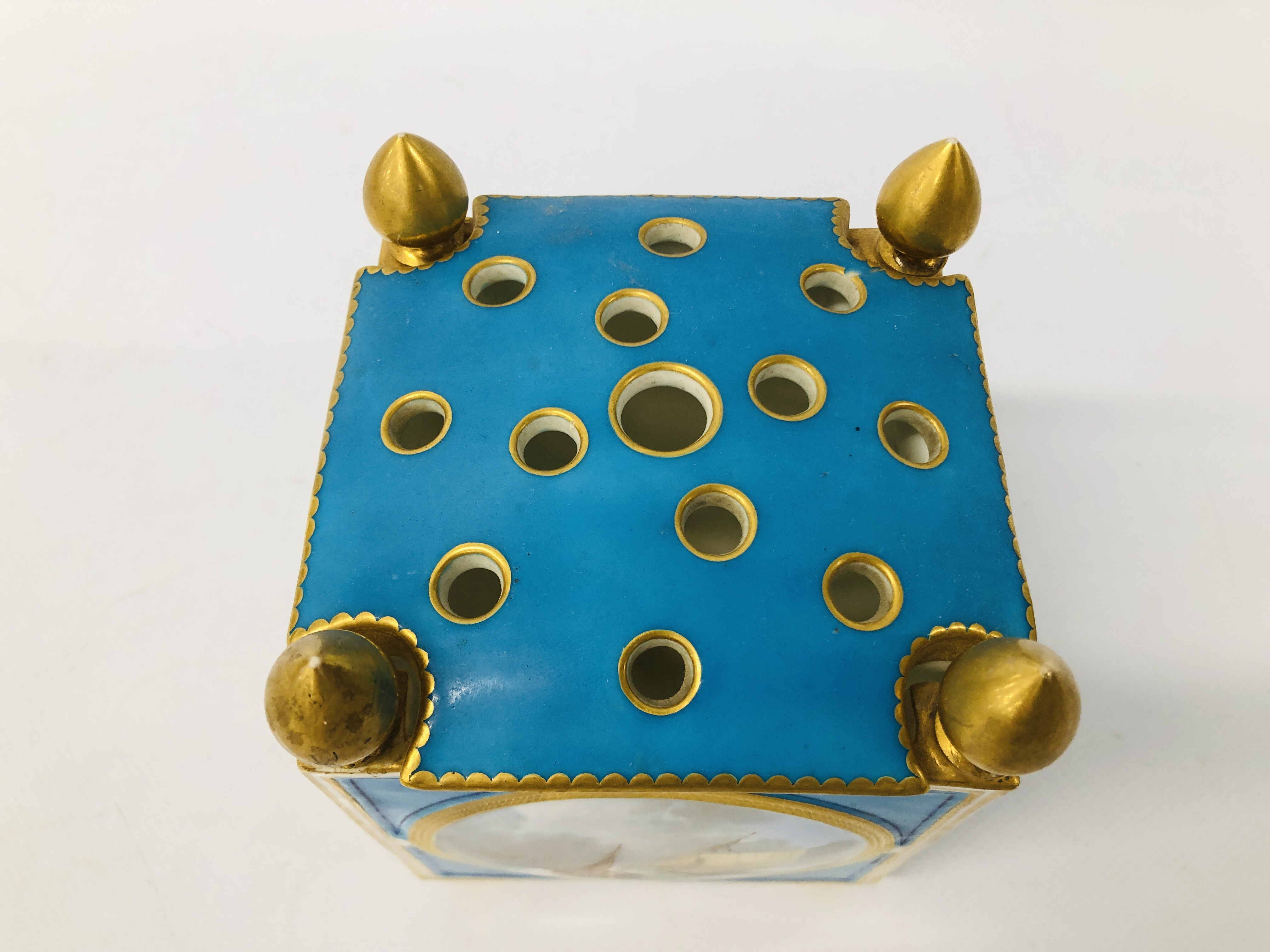 A PAIR OF SÉVRES STYLE BLEU CELESTE POT POURRI BOXES OF CUBOID FORM, - Image 5 of 15