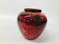 1910 FLAMBE VASE BEARING MAKERS SIGNATURE "BERNARD MOORE" HEIGHT 19CM.