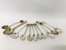 COLLECTION OF ELEVEN ASSORTED SILVER AND WHITE METAL SPOONS