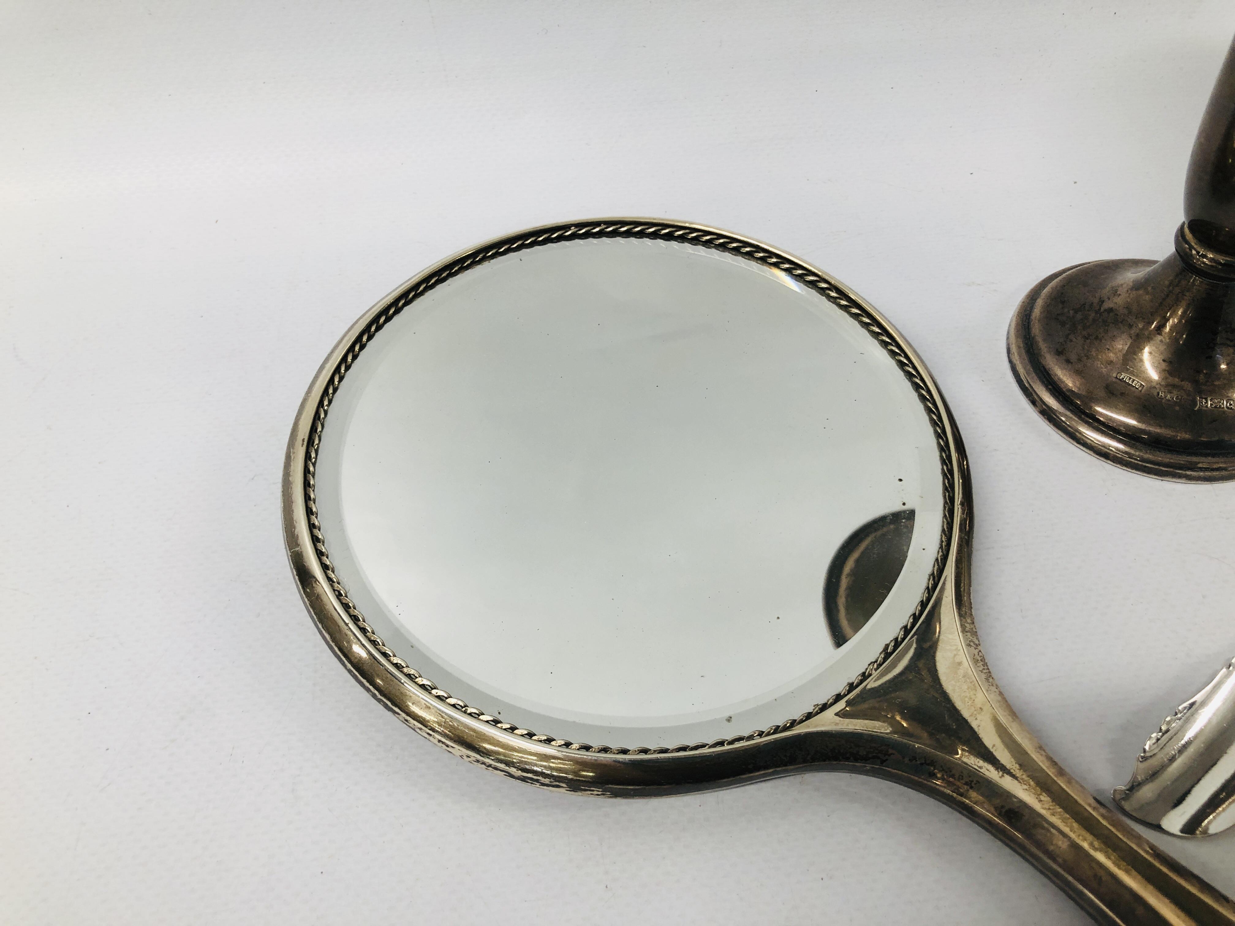 SILVER MOUNTED HAND MIRROR, BIRMINGHAM ASSAY, A SILVER TRUMPET SPECIMEN VASE, - Image 11 of 13