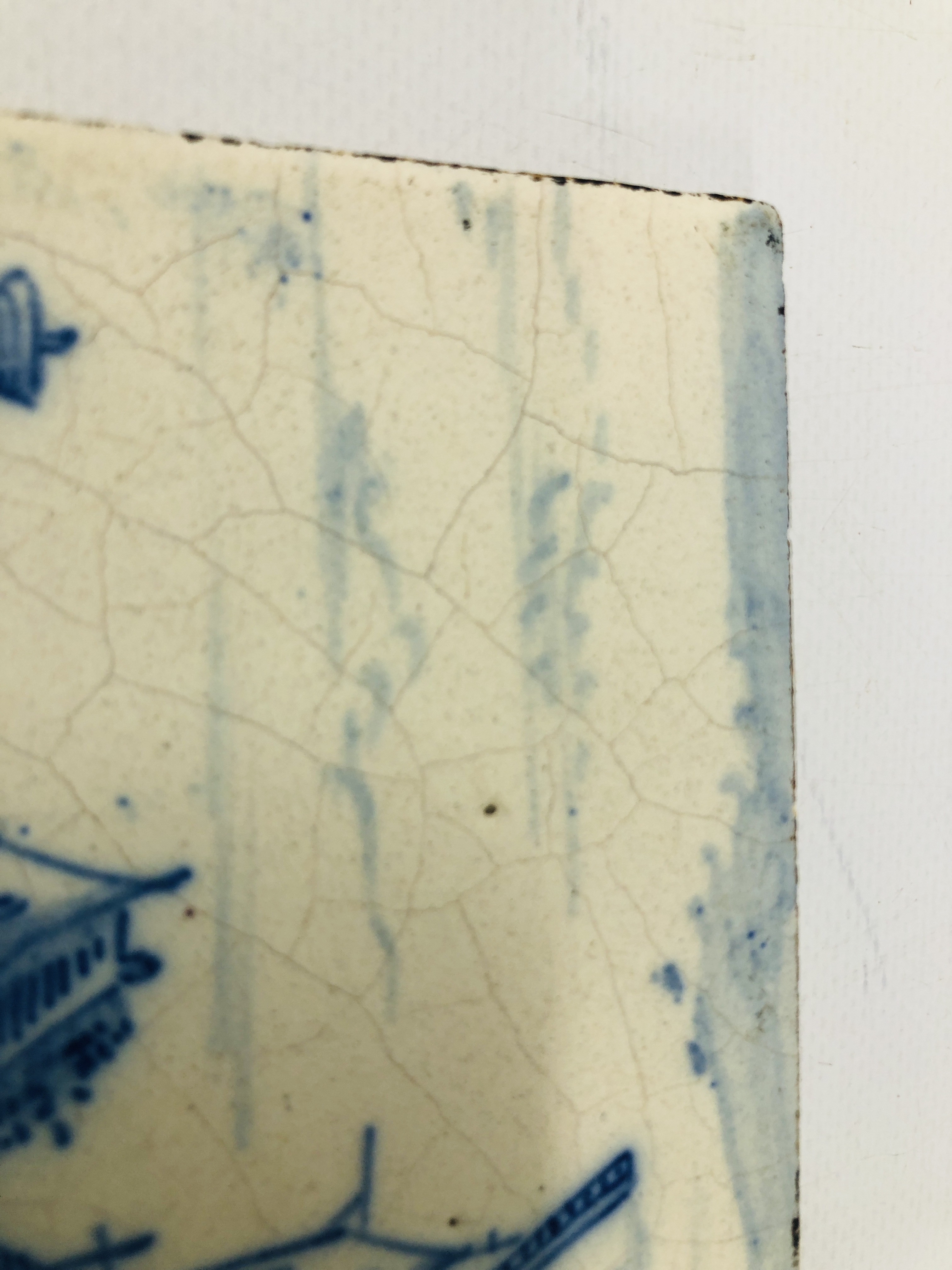 PAIR OF VINTAGE BLUE AND WHITE DELFT TILES TO INCLUDE A WINDMILL SCENE WIDTH 13.5CM HEIGHT 13.5CM. - Image 8 of 12