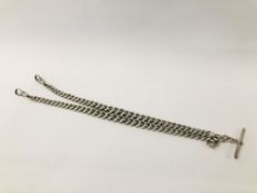 HEAVY SILVER DOUBLE ALBERT WATCH CHAIN EACH LINK HALLMARKED.