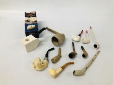 COLLECTION OF ASSORTED VINTAGE MEERSCHAUM PIPES TO INCLUDE MAINLY CLAY EXAMPLES, ETC.