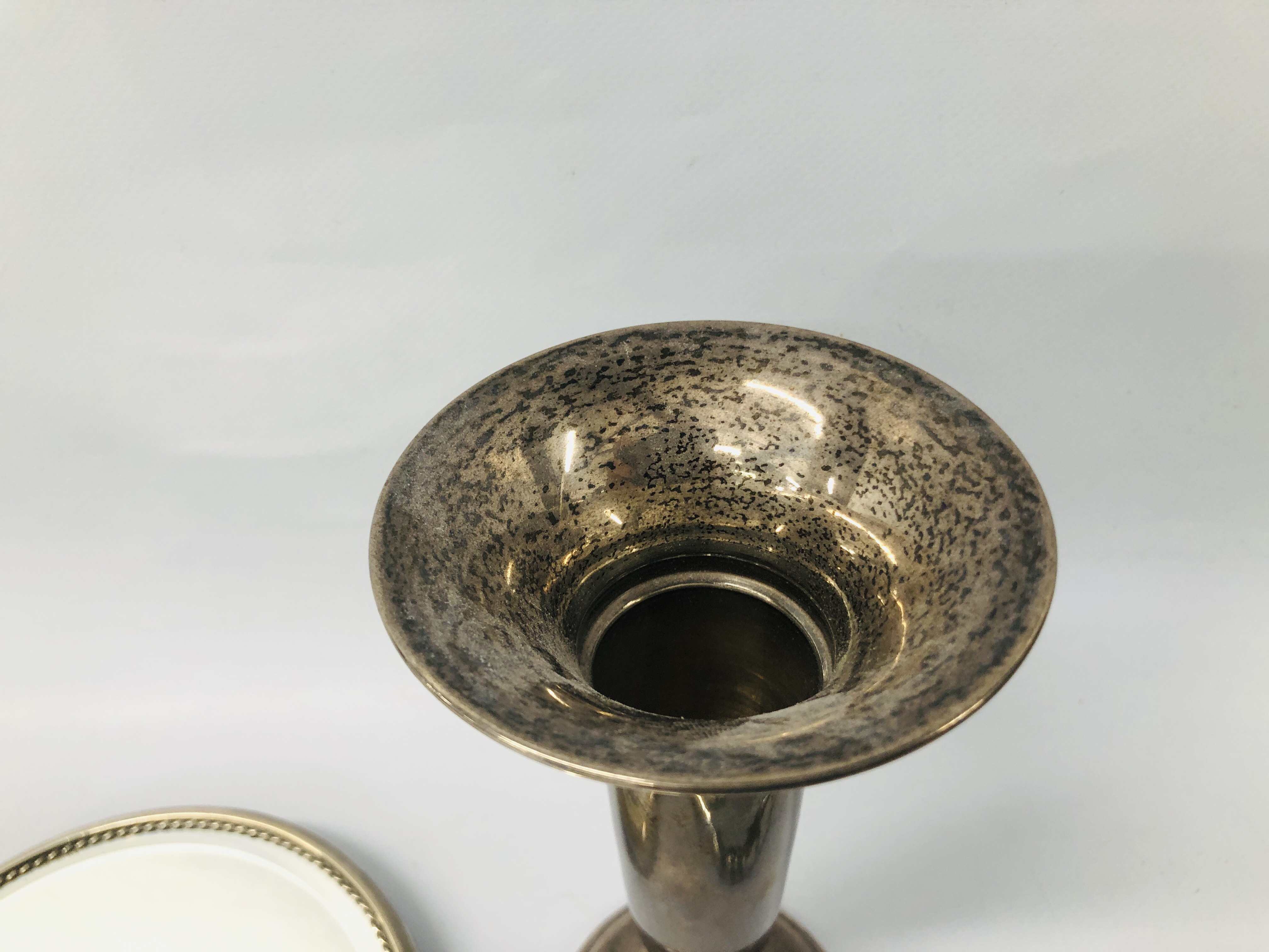 SILVER MOUNTED HAND MIRROR, BIRMINGHAM ASSAY, A SILVER TRUMPET SPECIMEN VASE, - Image 8 of 13