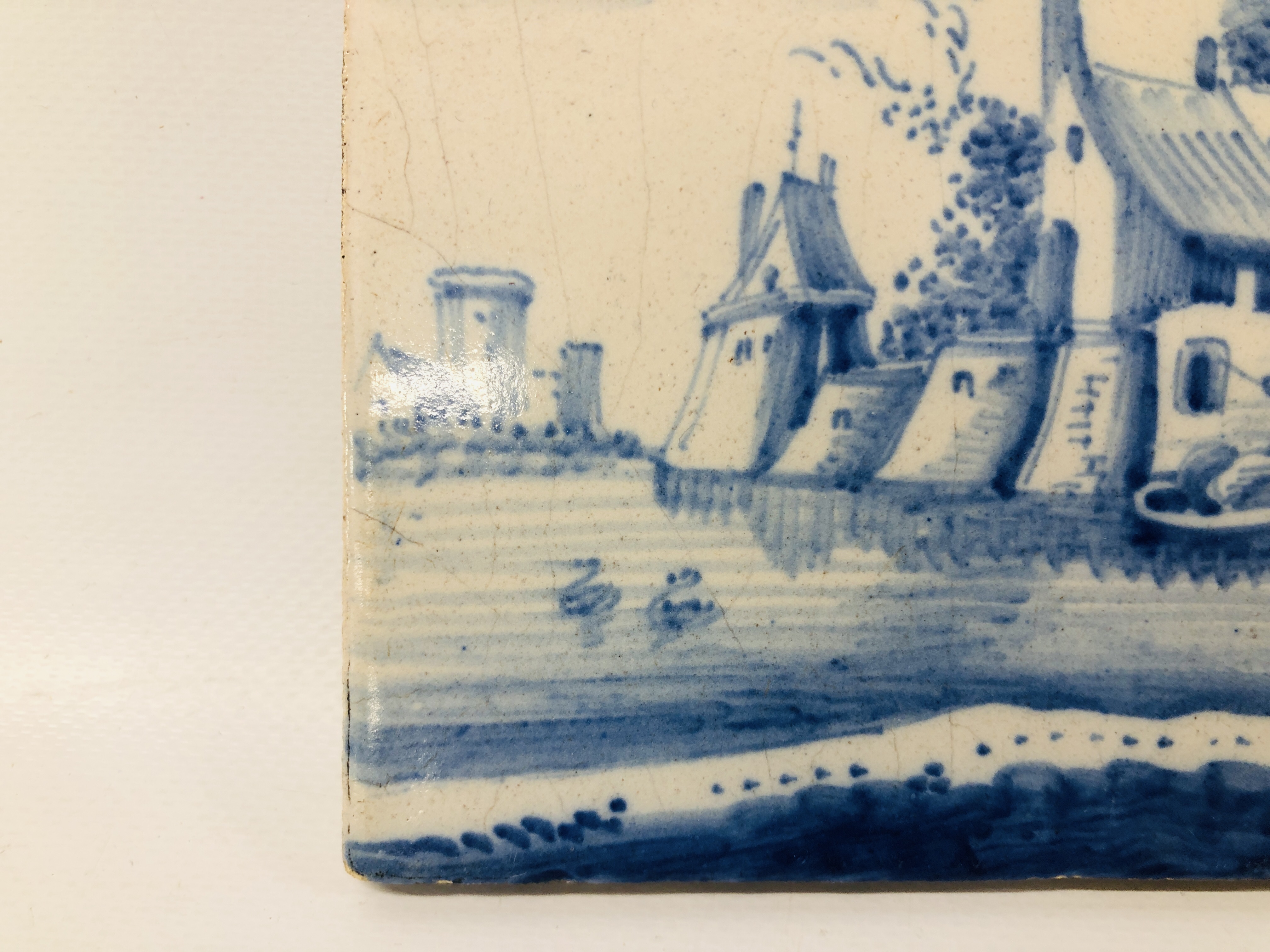 PAIR OF VINTAGE BLUE AND WHITE DELFT TILES TO INCLUDE A WINDMILL SCENE WIDTH 13.5CM HEIGHT 13.5CM. - Image 6 of 12