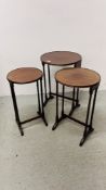 THREE C19TH MAHOGANY CIRCULAR OCCASIONAL TABLES, THE LARGEST W 44CM.