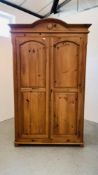 EARSHAM HALL SOLID WAXED PINE WARDROBE.