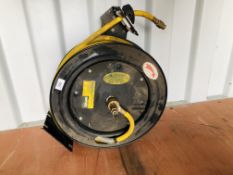 ROLSON 15 METER RETRACTABLE AIR HOSE REEL AS CLEARED ALONG WITH GREASE GUN