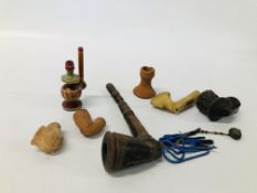 COLLECTION OF ASSORTED VINTAGE PIPES TO INCLUDE TERRACOTTA AND HORN EXAMPLES, ETC.