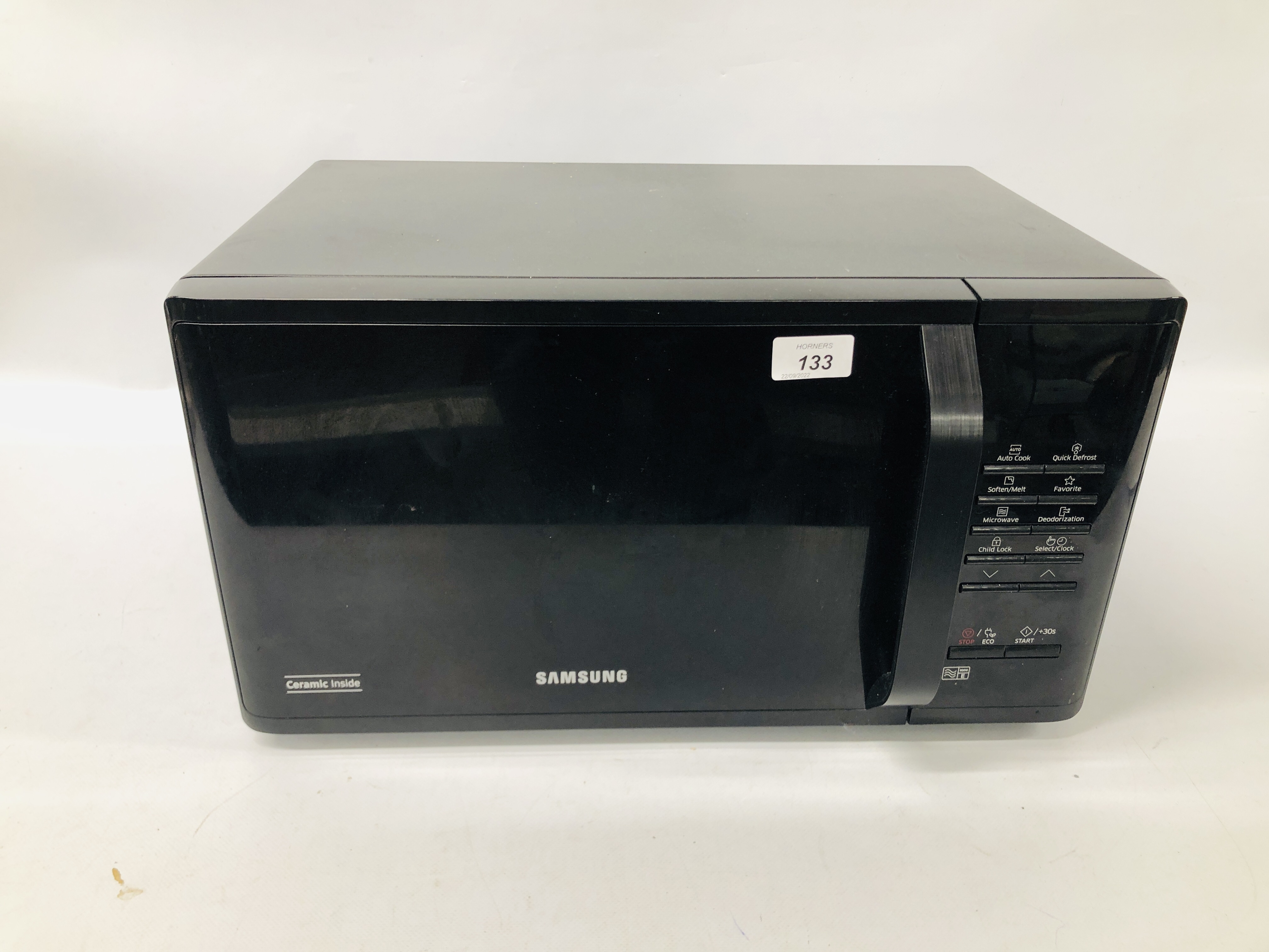 SAMSUNG BLACK FINISH MICROWAVE - SOLD AS SEEN