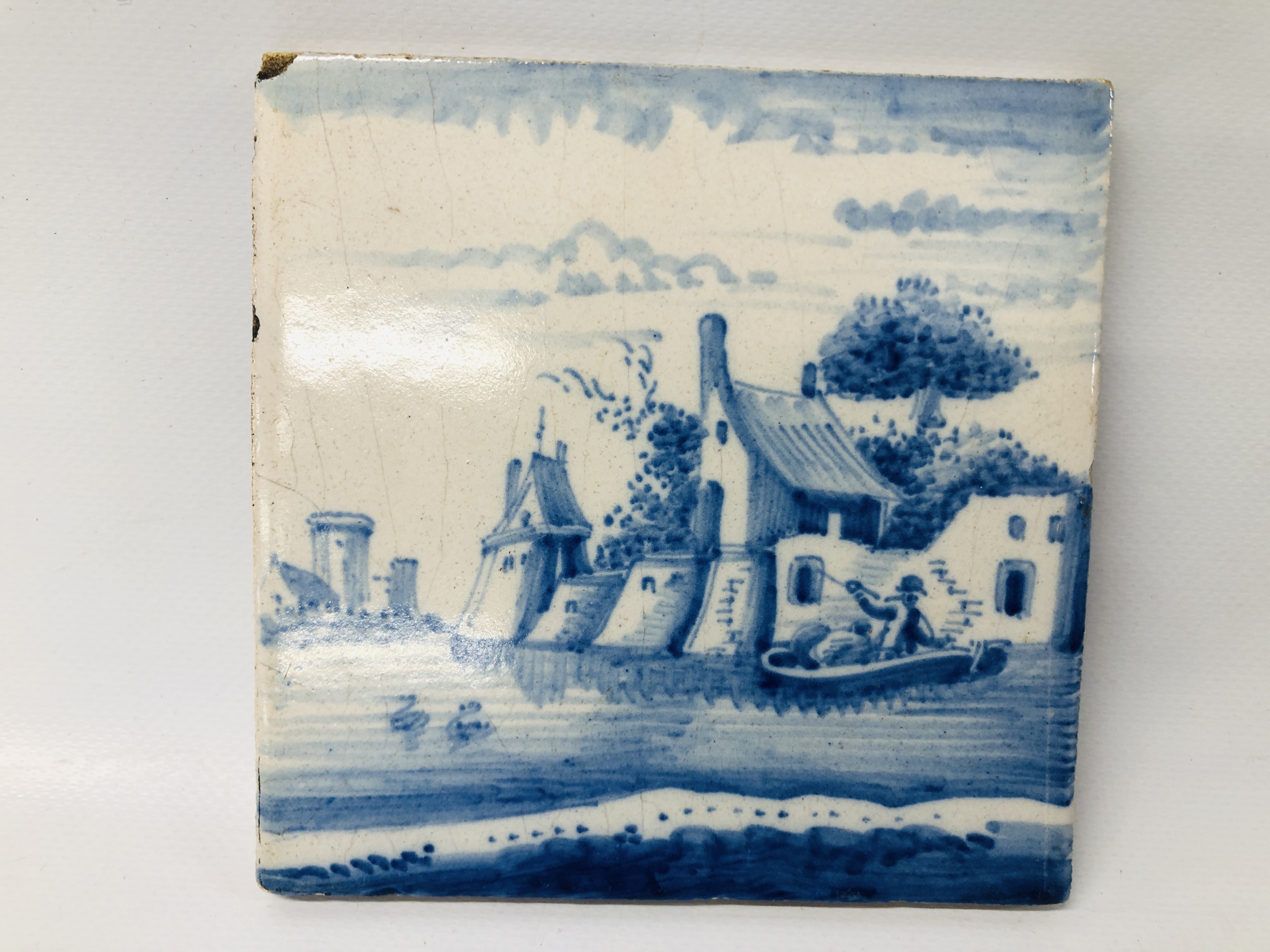 PAIR OF VINTAGE BLUE AND WHITE DELFT TILES TO INCLUDE A WINDMILL SCENE WIDTH 13.5CM HEIGHT 13.5CM. - Image 2 of 12