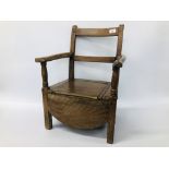 A CHILDS OAK GEORGIAN COMMODE CHAIR