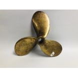 AN ANTIQUE BRASS SHIPS PROPELLER STAMPED 19063, DIAMETER 41CM.