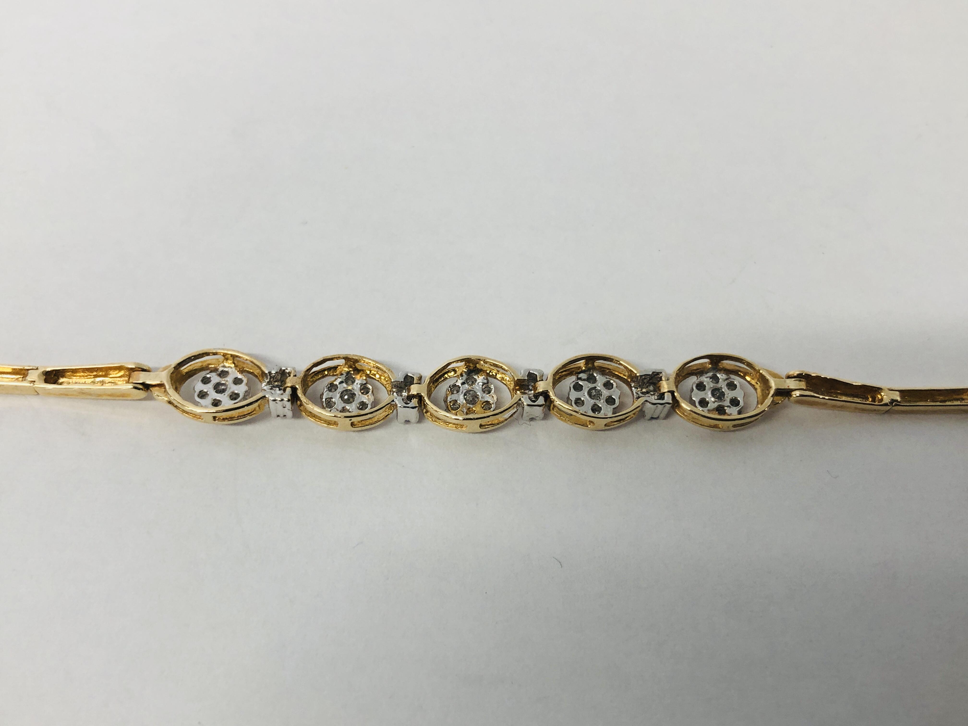 A MODERN BRACELET MARKED 585 SET WITH FORTY THREE SMALL DIAMONDS IN FLOWER HEAD SETTING ACCOMPANIED - Image 5 of 13