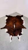 LARGE HEREFORD COW HIDE/RUG LENGTH 200CM. WIDTH 195CM.