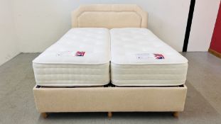 GOOD QUALITY KINGSIZE TWIN ADJUSTABLE ELECTRIC BED AND HEADBOARD WITH TWO BRITISH BED COMPANY