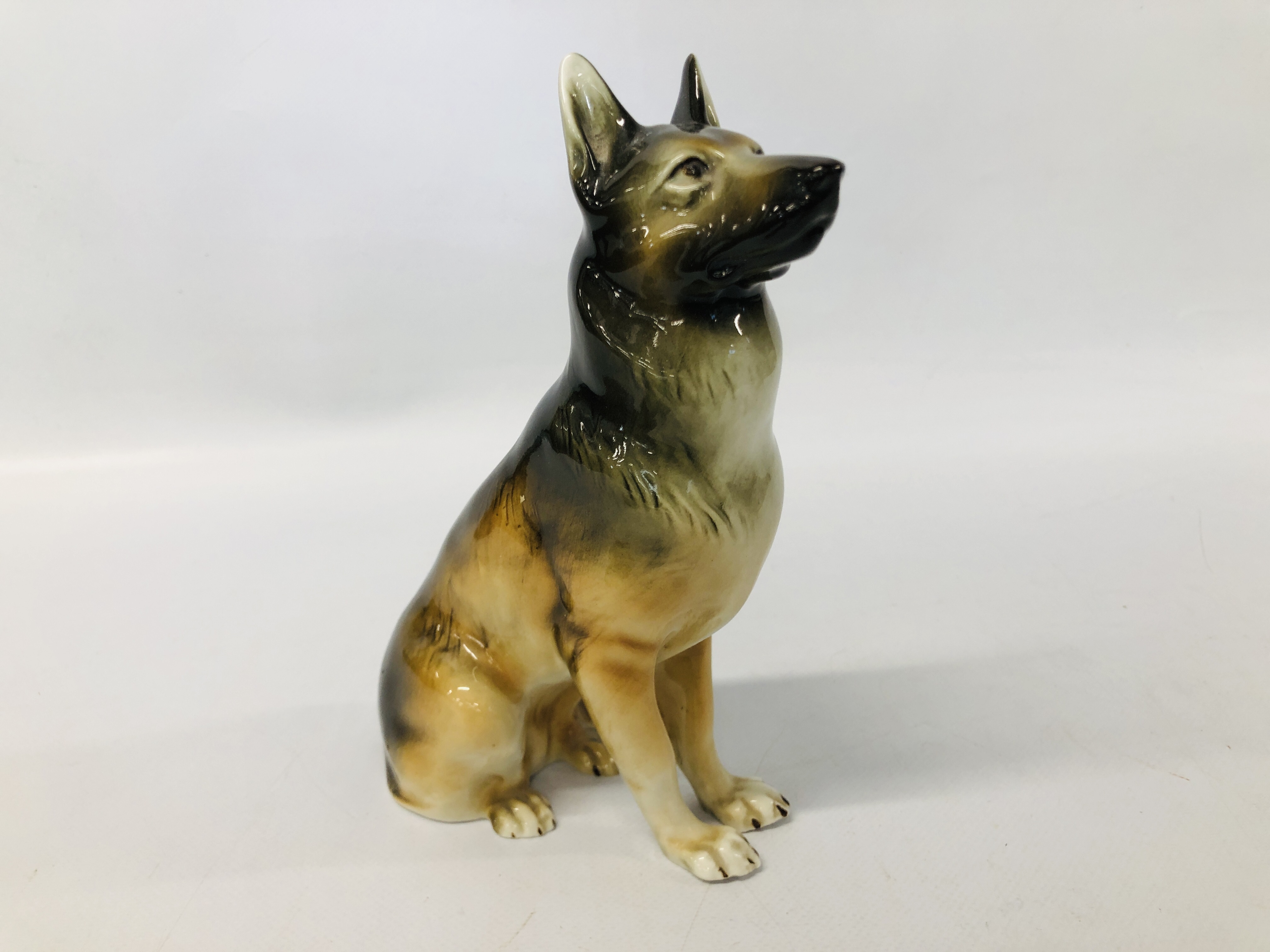 A C20TH NYMPHEMBERG MODEL OF A GERMAN SHEPHERD DOG ALONG WITH A ROYAL DOULTON CORGI DOG AND SEATED - Image 8 of 15