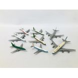A COLLECTION OF 8 AERO MINI AIRCRAFTS TO INCLUDE ZAMBIA AIRWAY, PAN AMERICAN, AMERICAN AIRWAYS ETC.