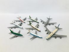 A COLLECTION OF 8 AERO MINI AIRCRAFTS TO INCLUDE ZAMBIA AIRWAY, PAN AMERICAN, AMERICAN AIRWAYS ETC.
