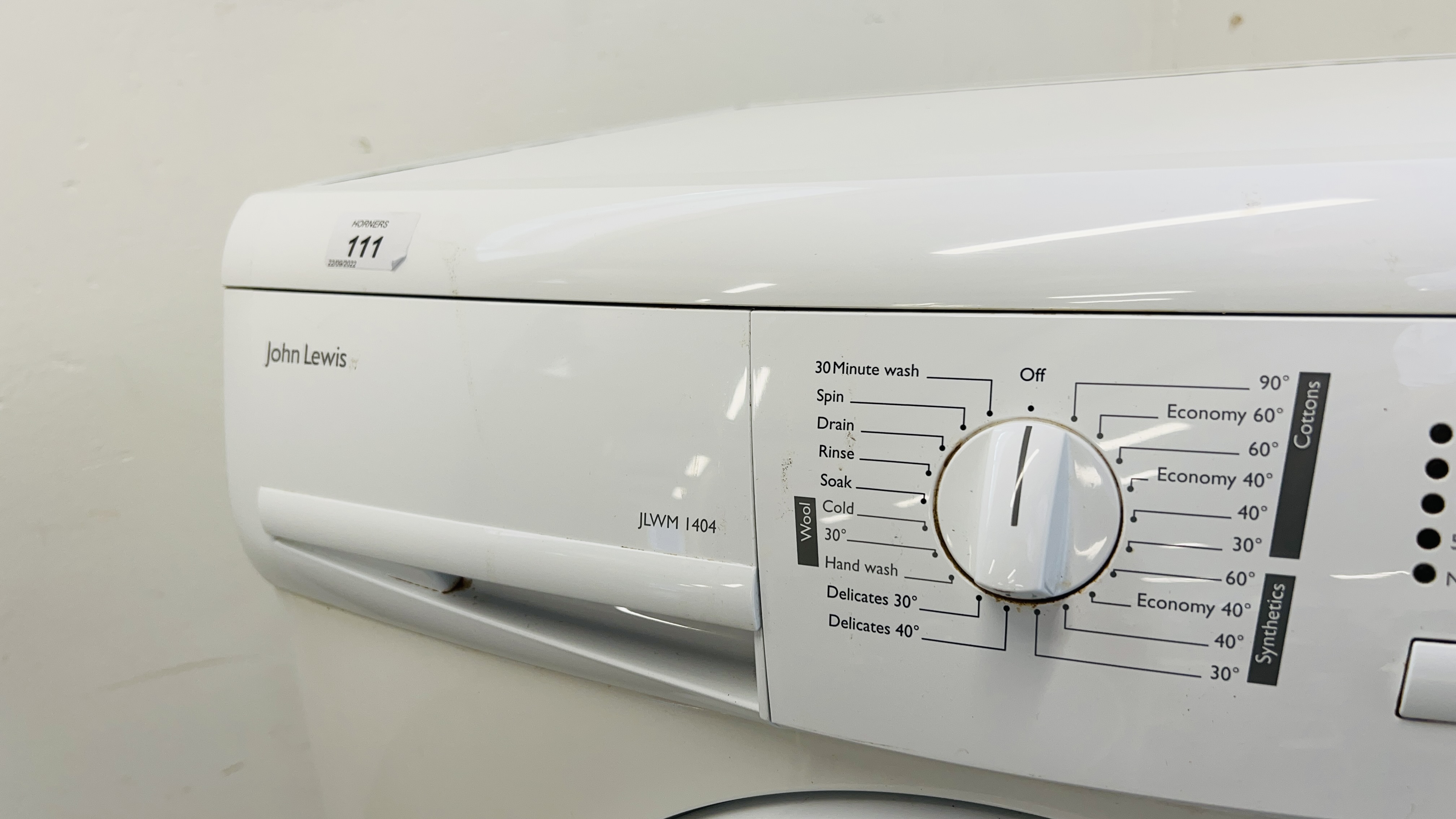 A JOHN LEWIS WASHING MACHINE - SOLD AS SEEN - Image 3 of 7