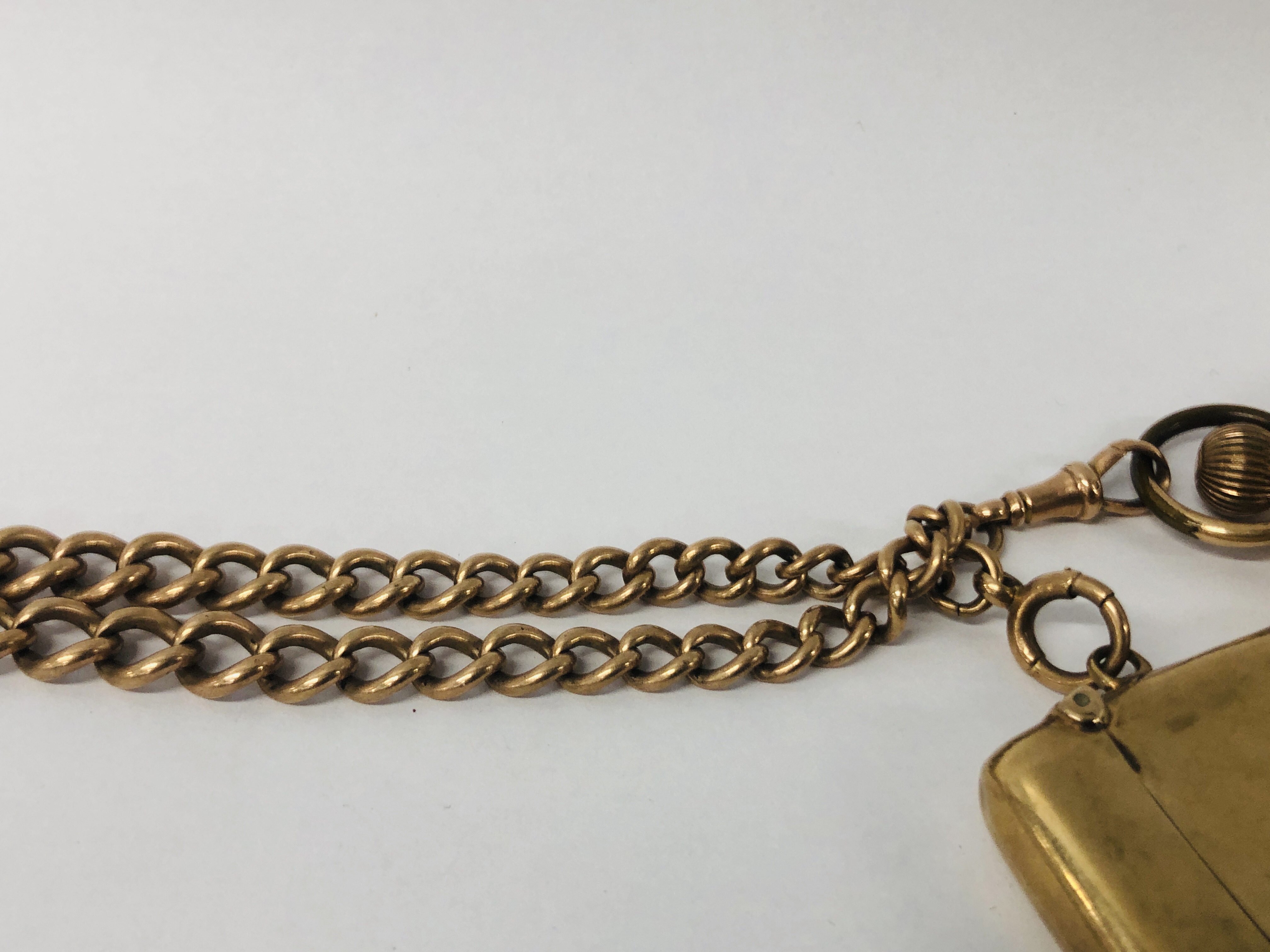 A WALTHAM GOLD PLATED POCKET WATCH ON 9CT GOLD WATCH CHAIN WITH A GEORGE V 1913 FULL SOVEREIGN COIN - Image 13 of 19