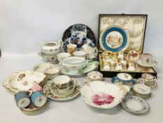 BOX OF ASSORTED VINTAGE CHINA TO INCLUDE CABINET CUPS AND SAUCERS DRESDEN,
