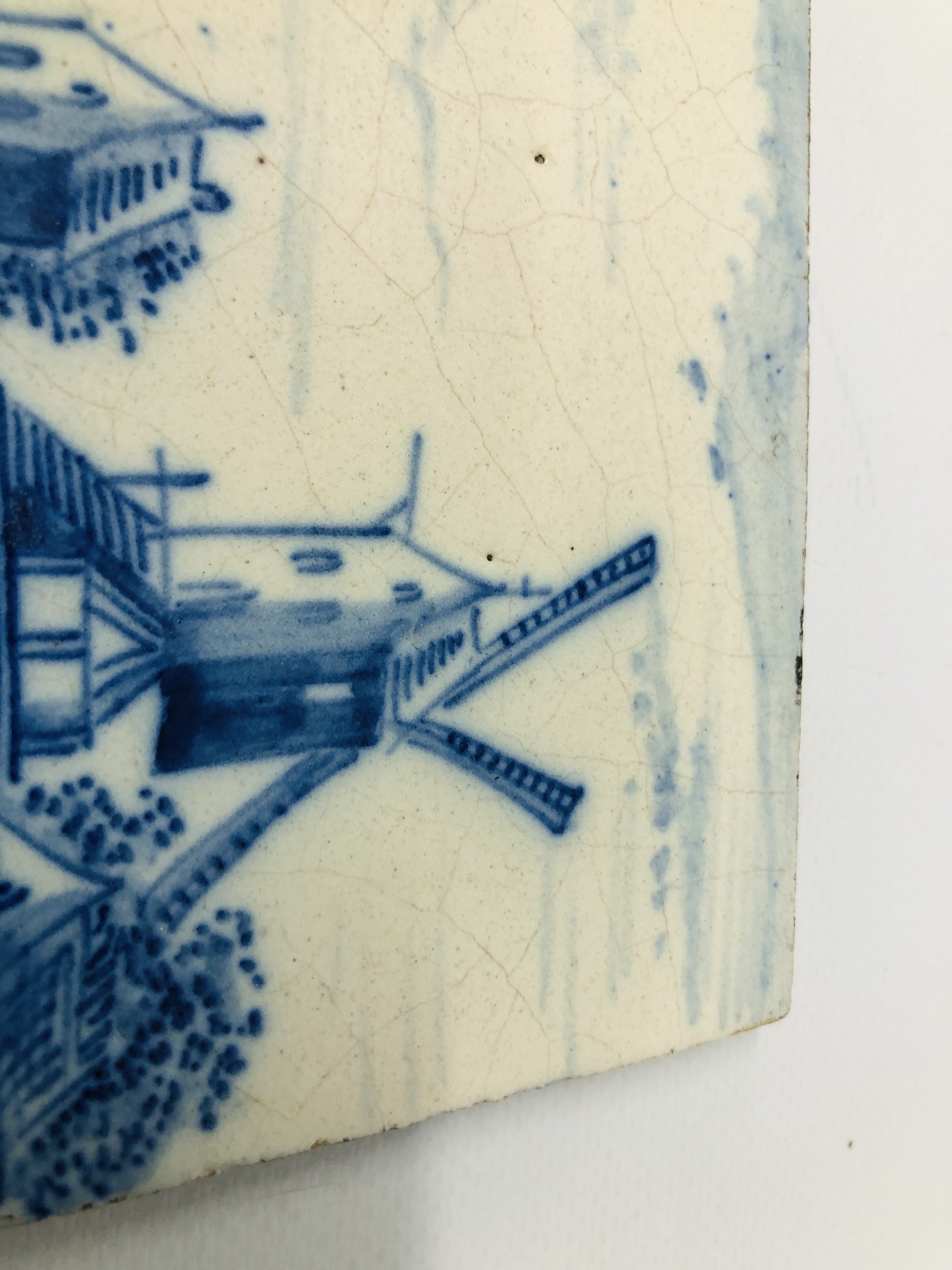 PAIR OF VINTAGE BLUE AND WHITE DELFT TILES TO INCLUDE A WINDMILL SCENE WIDTH 13.5CM HEIGHT 13.5CM. - Image 9 of 12