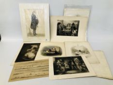 COLLECTION OF ASSORTED ETCHINGS TO INCLUDE COLOURED BOOK PLATES AND "A MEMBER OF THE CORPORATION",