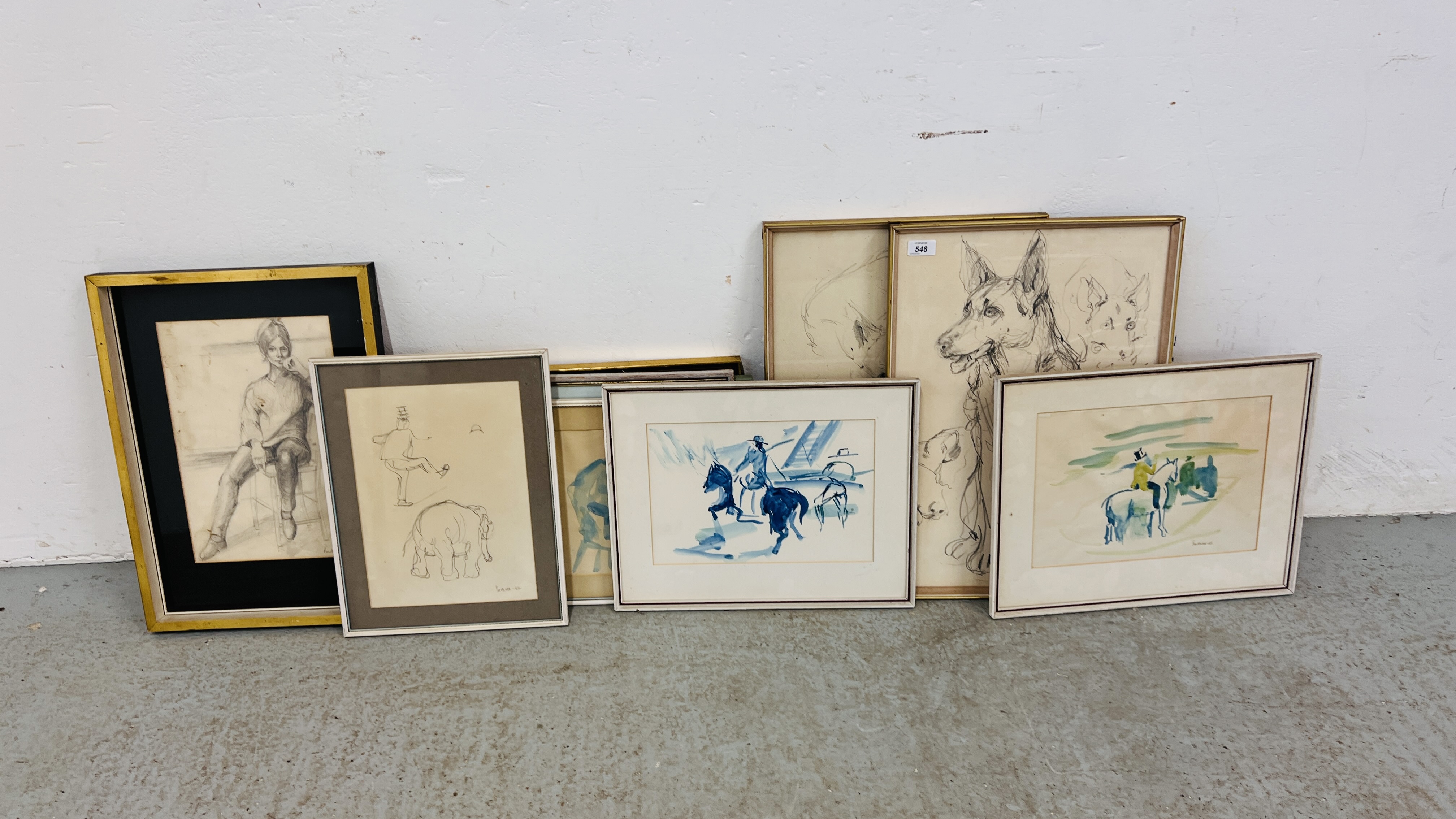 A COLLECTION OF 10 FRAMED ETCHINGS AND WATERCOLOUR BEARING SIGNATURE PURCHASE