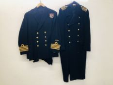 A NAVAL OFFICERS JACKET AND 3/4 LENGTH COAT