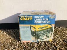 A BOXED AS NEW POWER CRAFT 2200W LONG RUN GENERATOR - SOLD AS SEEN