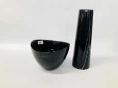 A ROSTA BODA TONGA VASE AND BOWL BY MONICA BACKSTRON VASE HEIGHT 33CM. BOWL DIA. 21CM.