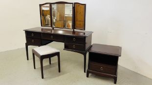 STAG MINSTREL MAHOGANY FINISH FIVE DRAWER DRESSING TABLE (WIDTH 143CM.