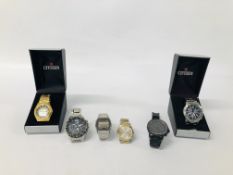 FIVE CITIZEN WRIST WATCHES ALONG WITH A PULSAR CHRONOGRAPH WRIST WATCH