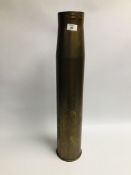 A LARGE BRASS AMMUNITION SHELL CASE, H 73CM.