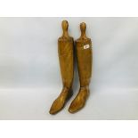 PAIR OF ANTIQUE HARDWOOD BOOT LASTS, H 57CM.