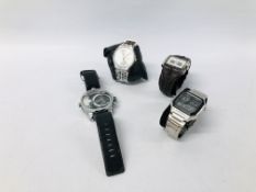 4 X ASSORTED GENT'S WRISTWATCHES TO INCLUDE MARKED CASIO, SWATCH, POLICE WEIDE ETC.