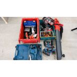 ASSORTED HAND AND POWER TOOLS TO INCLUDE BLACK AND DECKER HEAVY DUTY DRILL, FOR POWER DRILL,