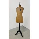 VINTAGE DRESSMAKERS MANNEQUIN AND STAND STAMPED "MARGOLIS" ALONG WITH A BOYS BRIGADE MEDAL, H 157CM.