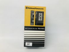 NATIONAL PANASONIC MINI CASSETTE RECORDER RQ-218S IN ORIGINAL BOX WITH OPERATING INSTRUCTIONS