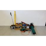 A QUALCAST TURBO VAC 1100, A BLACK AND DECKER 400W ELECTRIC HEDGE TRIMMER,