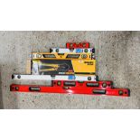 A PAIR OF WORKZONE AS NEW LARGE BOLT CROPPERS, SET OF THREE GRADUATED MINOTAUR SPIRIT LEVELS,