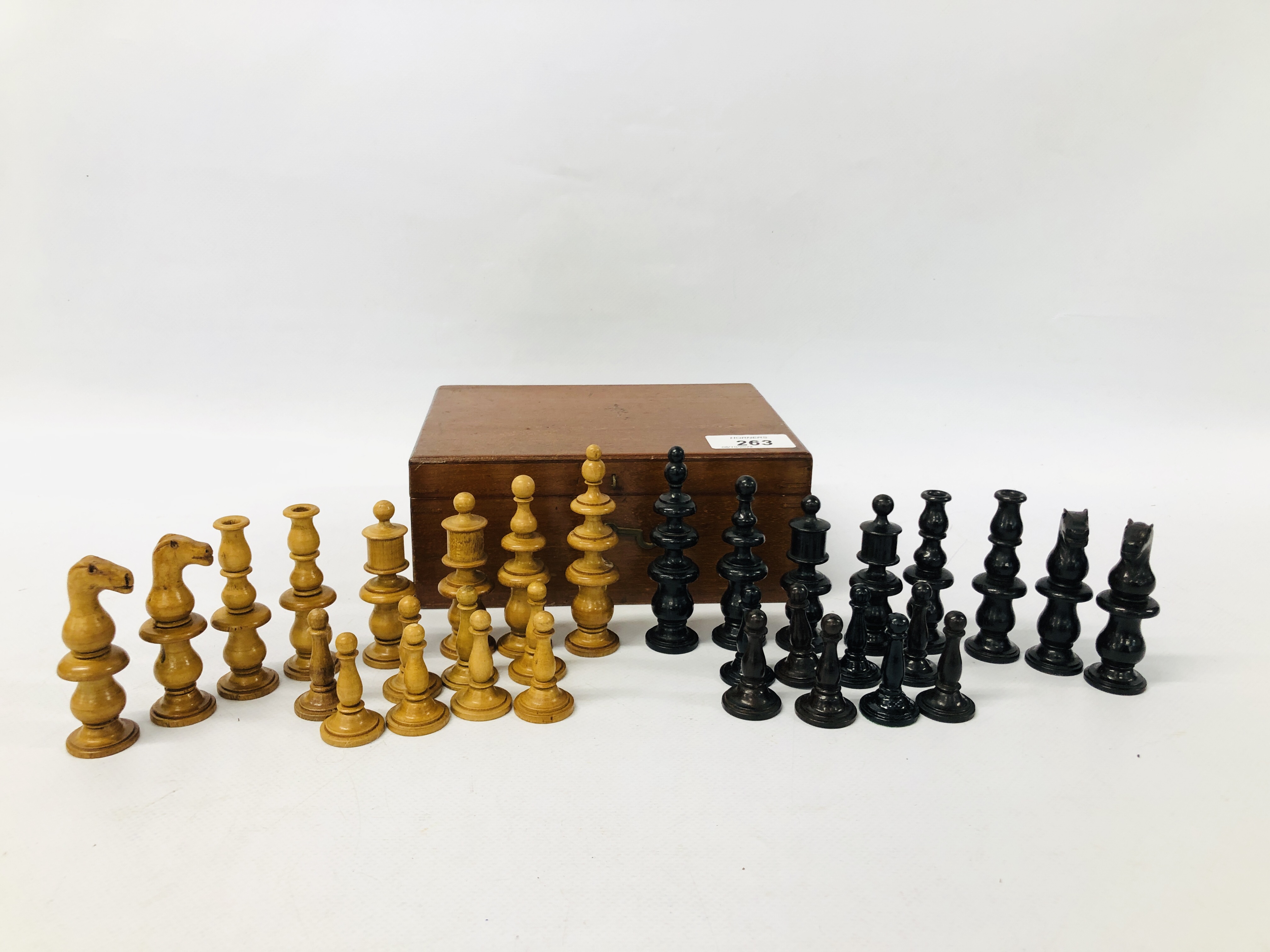 UNUSUAL VINTAGE FRUIT WOOD CHESS SET