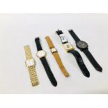 FIVE ASSORTED DESIGNER WRIST WATCHES TO INCLUDE TWO ROTARY