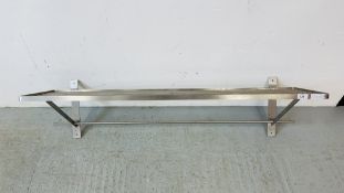 A STAINLESS STEEL KITCHEN BRACKET SHELF WIDTH 120CM. DEPTH 30CM.