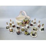 11 ASSORTED BELLS "THE SUMMER COLLECTION" DECORATIVE CERAMIC BASKET,